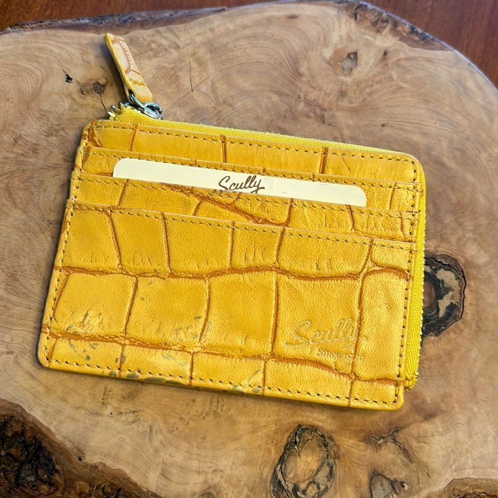 Scully Leather® Yellow Crocodile Coin/Card/Key Case